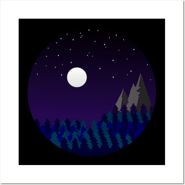 CIRCULAR LANDSCAPE WITH MOON Wall Art by RENAN1989